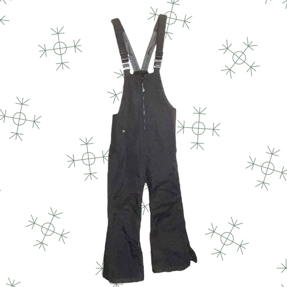 Polar Edge Black Snow Overalls Adjustable Straps Zip Legs Pockets Youth XS 6-7